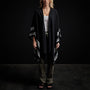 Recycled Cashmere Striped Poncho in Black | James Perse Los Angeles
