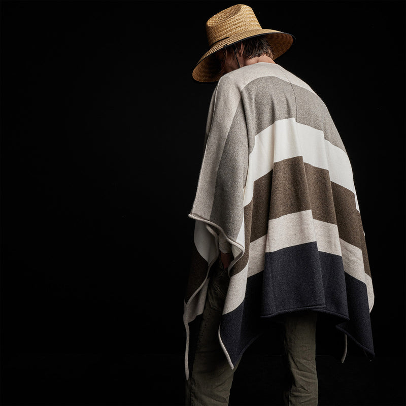 Cashmere Multi Striped Poncho in Beige Mix | James Perse Los Angeles / Mens