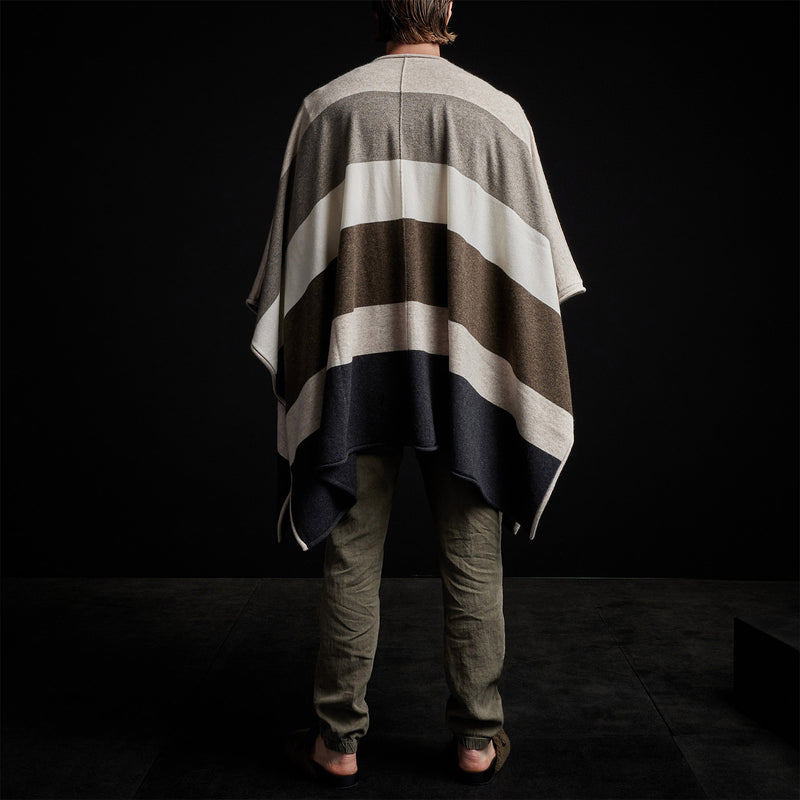 Cashmere Multi Striped Poncho in Beige Mix | James Perse Los Angeles / Mens