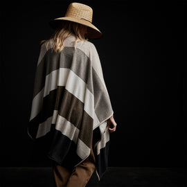 Cashmere Multi Striped Poncho in Beige Mix | James Perse Los Angeles / Womens