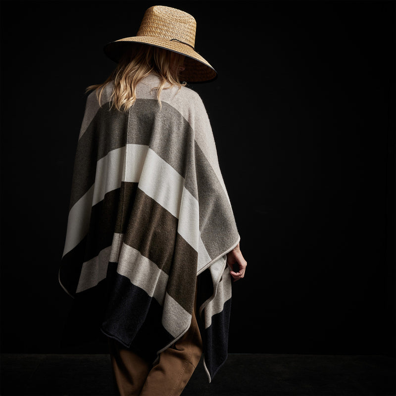 Cashmere Multi Striped Poncho in Beige Mix | James Perse Los Angeles / Womens