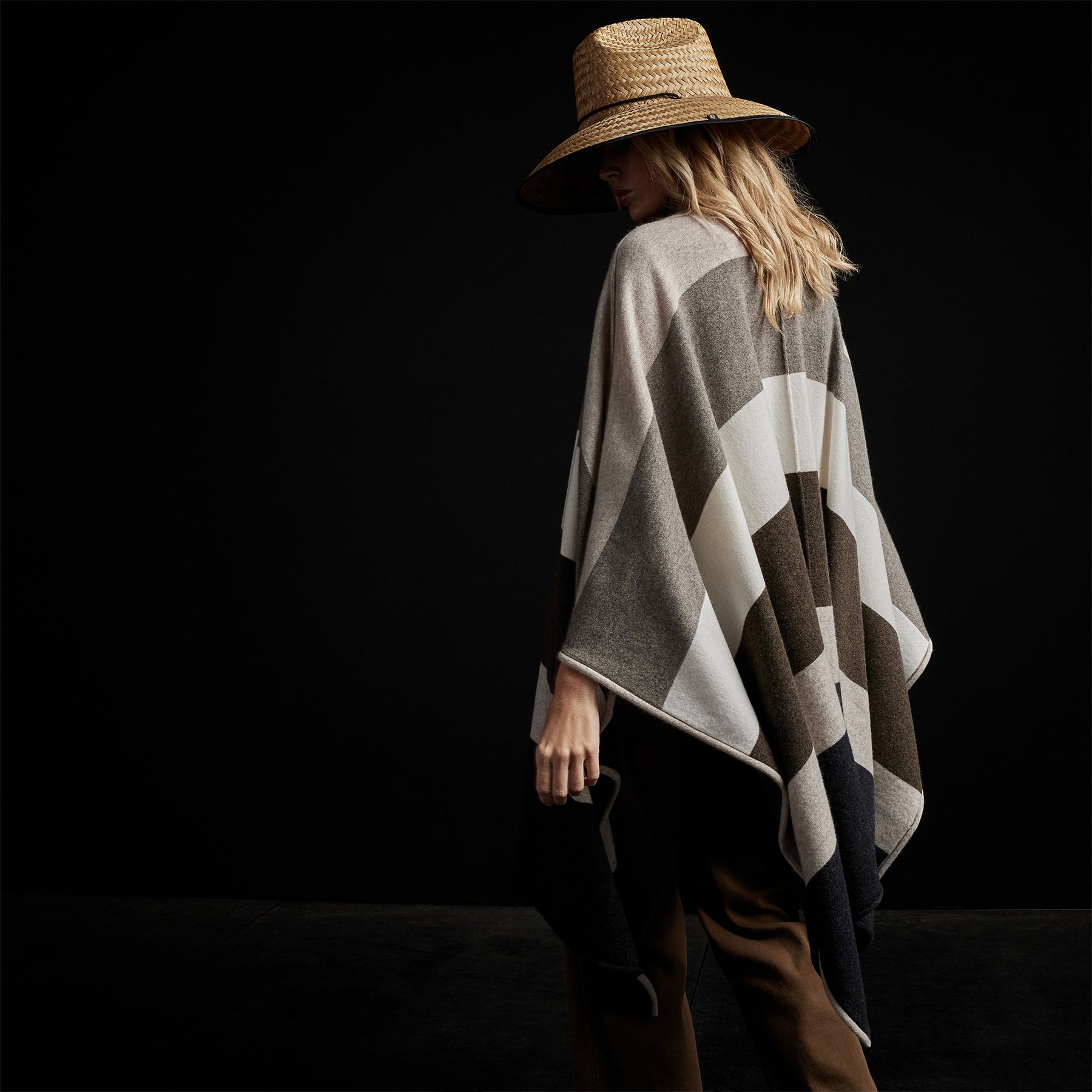 Cashmere Multi Striped Poncho in Beige Mix | James Perse Los Angeles / Womens