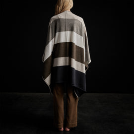 Cashmere Multi Striped Poncho in Beige Mix | James Perse Los Angeles / Womens