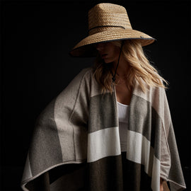 Cashmere Multi Striped Poncho in Beige Mix | James Perse Los Angeles / Womens