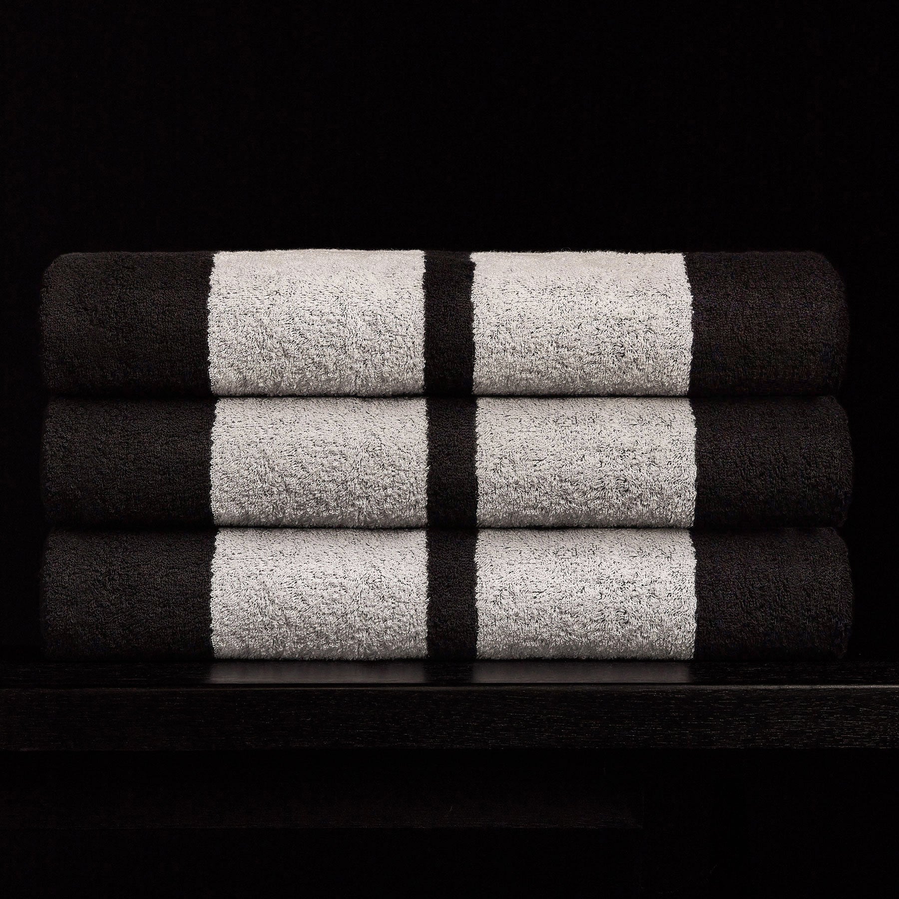 Double Stripe Beach Towel in Black/Optic White | James Perse Los Angeles 