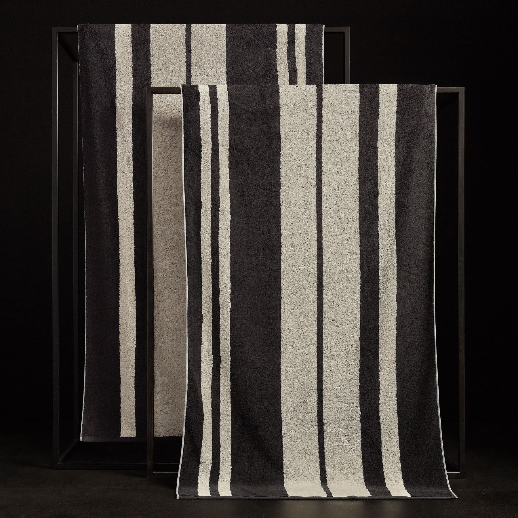 Wide Stripe Beach Towel - Abyss/Vintage White | James Perse Los Angeles