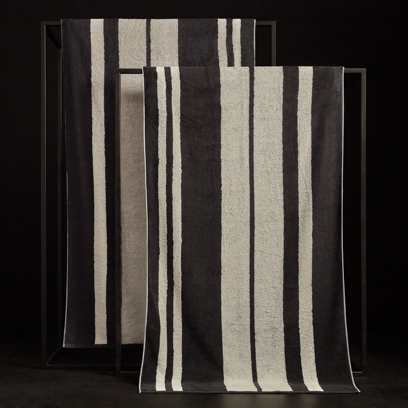 Wide Stripe Beach Towel - Abyss/Vintage White | James Perse Los Angeles