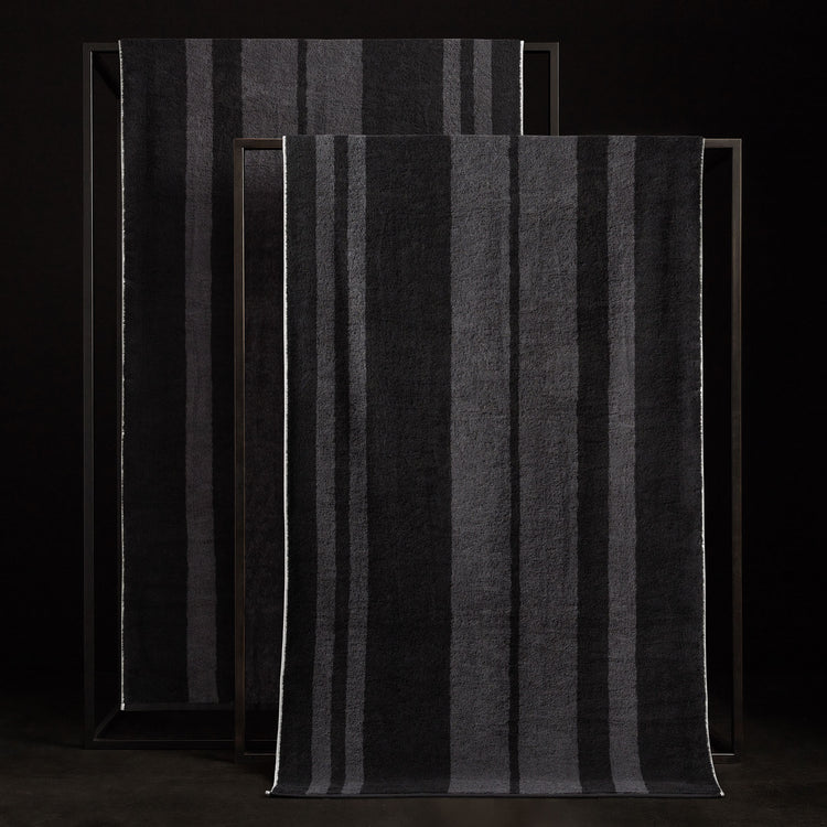 Wide Stripe Beach Towel - Black/Abyss | James Perse Los Angeles