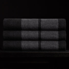 Wide Stripe Beach Towel - Black/Abyss | James Perse Los Angeles