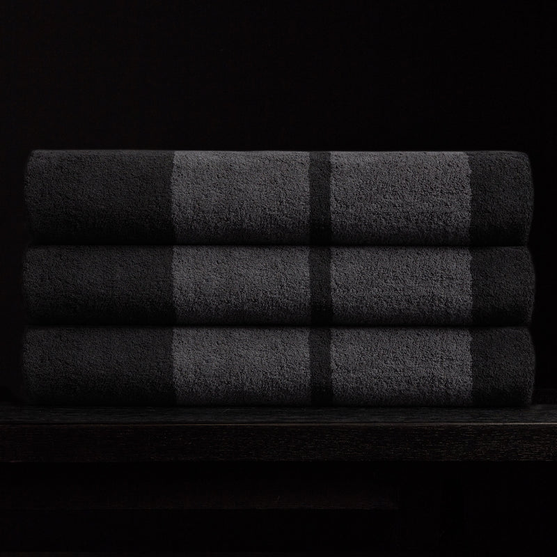 Wide Stripe Beach Towel - Black/Abyss | James Perse Los Angeles