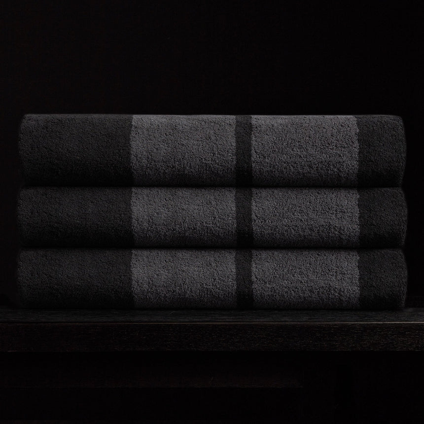 Wide Stripe Beach Towel - Black/Abyss | James Perse Los Angeles