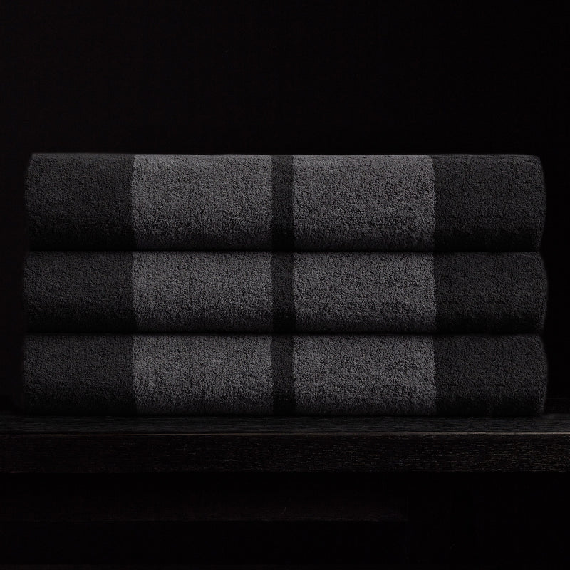 Wide Stripe Beach Towel in Slate/Raccoon Grey | James Perse Los Angeles 