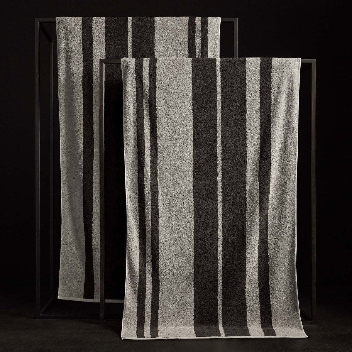 Wide Stripe Beach Towel - Fog/Slate | James Perse Los Angeles