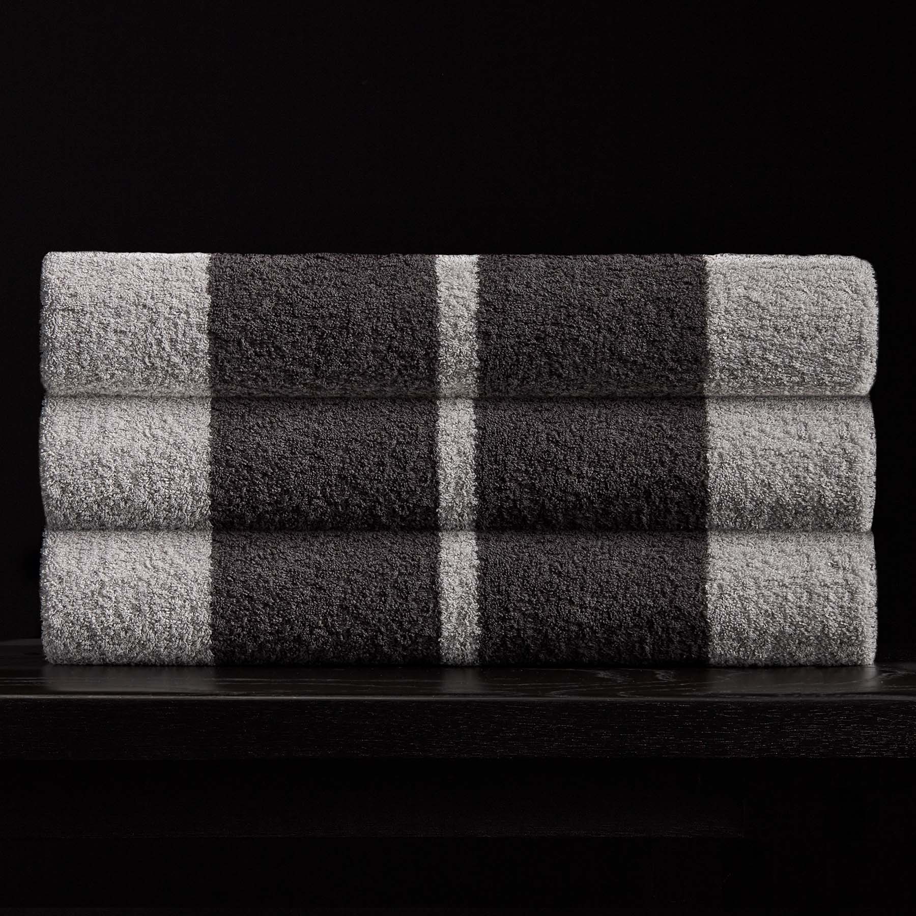 Wide Stripe Beach Towel - Fog/Slate | James Perse Los Angeles