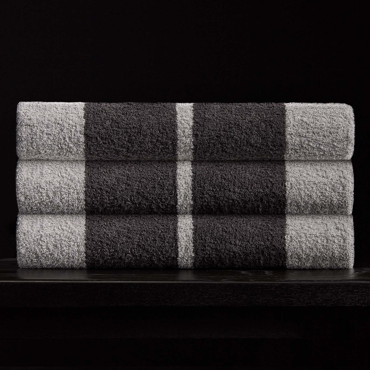 Wide Stripe Beach Towel in Fog/Slate | James Perse Los Angeles 