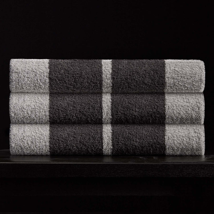 Wide Stripe Beach Towel in Fog/Slate | James Perse Los Angeles 