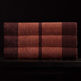 Wide Stripe Beach Towel in Plum/Paprika | James Perse Los Angeles 