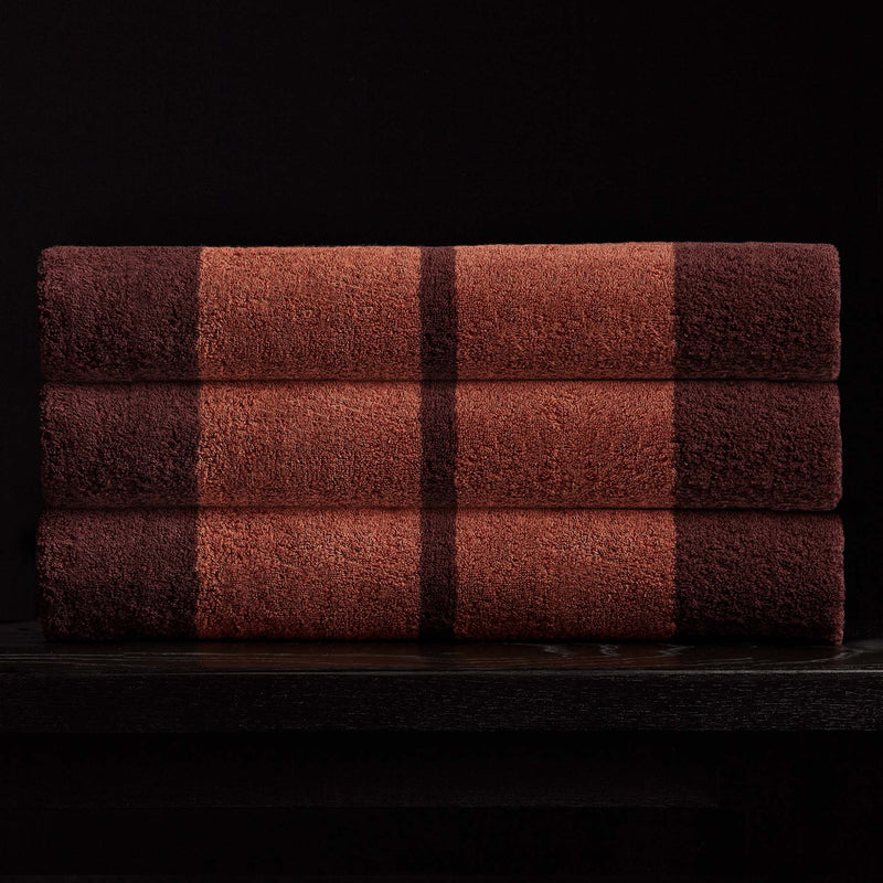 Wide Stripe Beach Towel in Plum/Paprika | James Perse Los Angeles 
