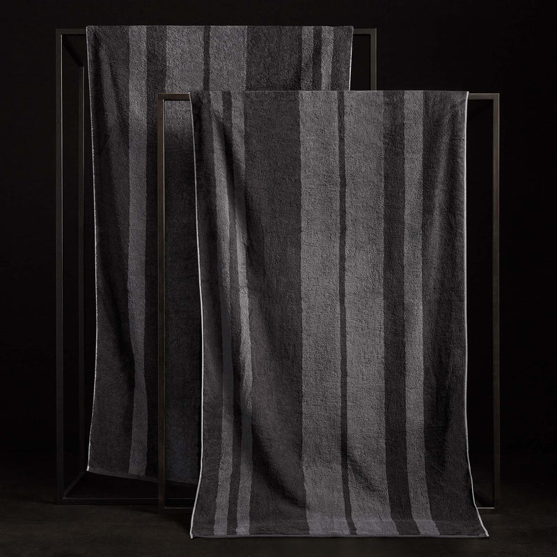 Wide Stripe Beach Towel - Slate/Raccoon Grey | James Perse Los Angeles