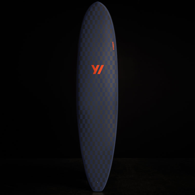 Y/OSEMITE Checker Surfboard 7'10" in Black/True Navy | James Perse Los Angeles 