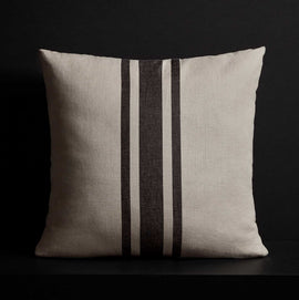 Patio Striped Linen Euro Pillow 26 X 26 - Souris/Black Stripes | James Perse Los Angeles