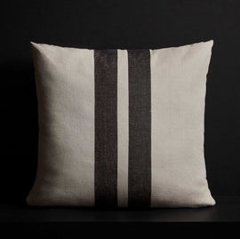 Patio Striped Linen Euro Pillow - Souris/Black Stripes | James Perse Los Angeles