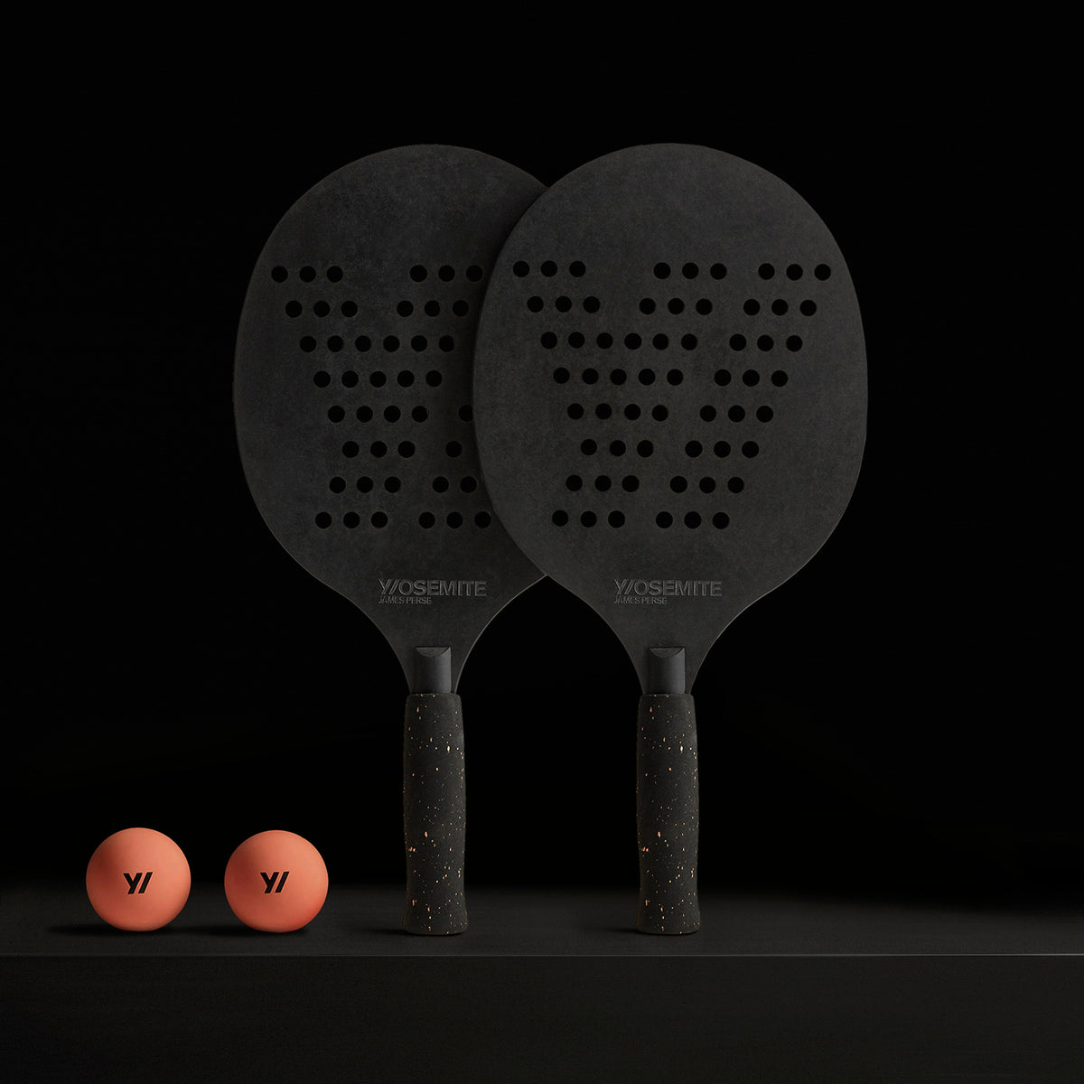Y/OSEMITE Etched Richlite Paddleball Set in Black Richlight | James Perse Los Angeles
