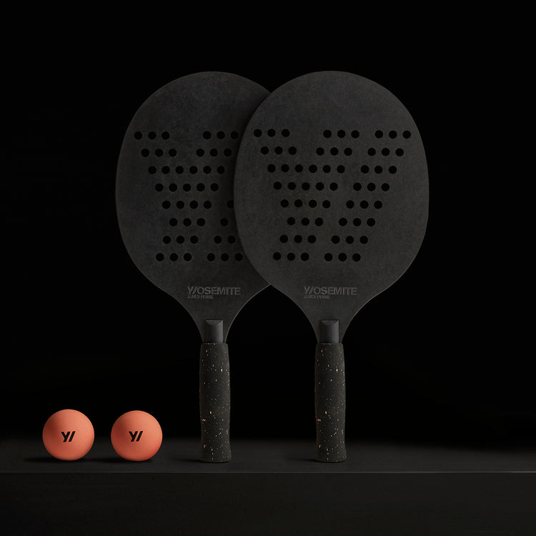 Y/OSEMITE Etched Richlite Paddleball Set in Black Richlight | James Perse Los Angeles