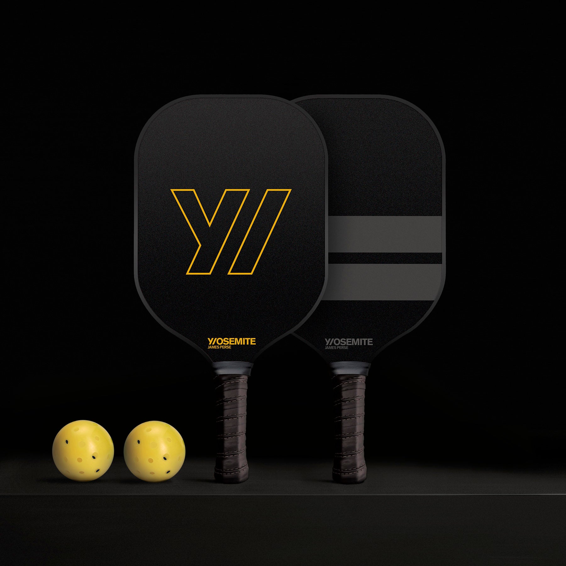 Pickleball Paddle Set with Mesh Bag in Black/Yellow | James Perse Los Angeles