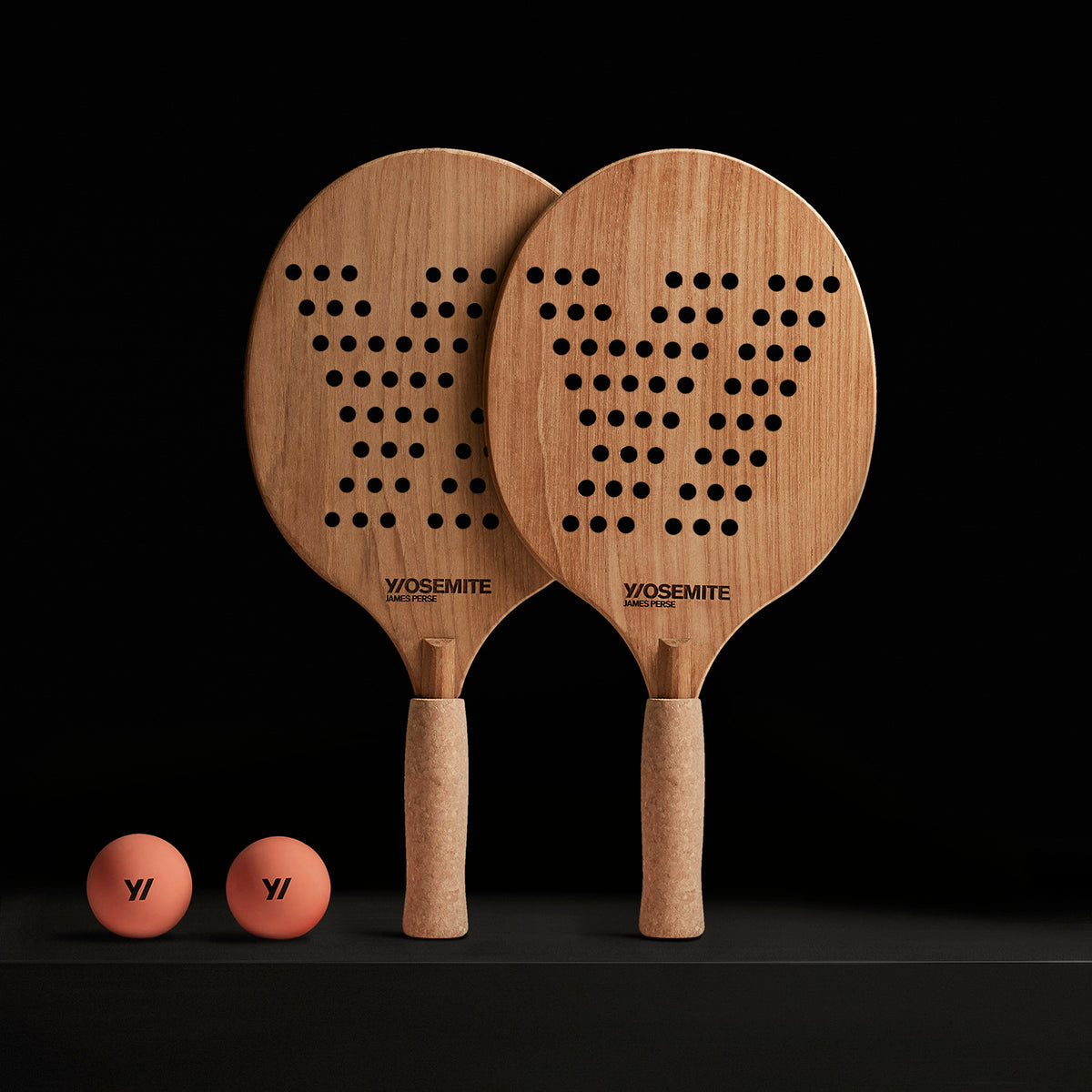 Y/OSEMITE Etched Teak Paddleball Set in Teak | James Perse Los Angeles
