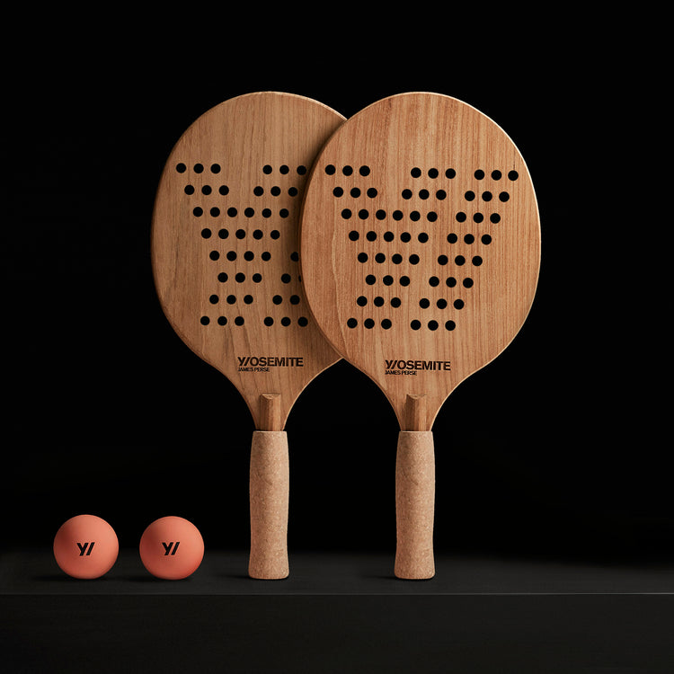 Y/OSEMITE Etched Teak Paddleball Set in Teak | James Perse Los Angeles
