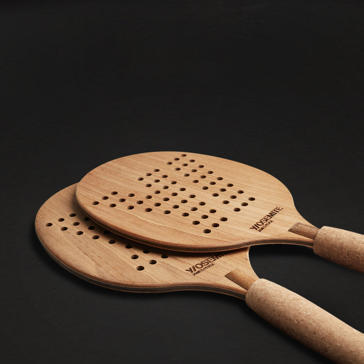 Y/OSEMITE Etched Teak Paddleball Set in Teak | James Perse Los Angeles