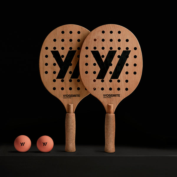 Y/OSEMITE Printed Teak Paddleball Set in Black | James Perse Los Angeles