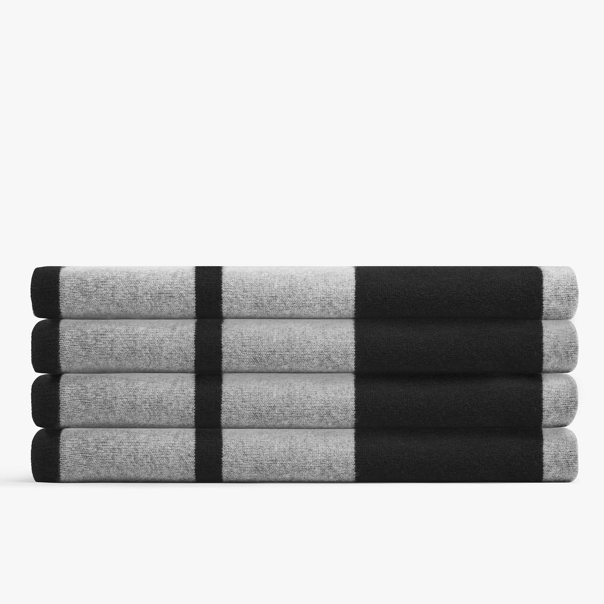 Cashmere Stripe Knit Blanket In Black/Heather Grey | James Perse Los Angeles