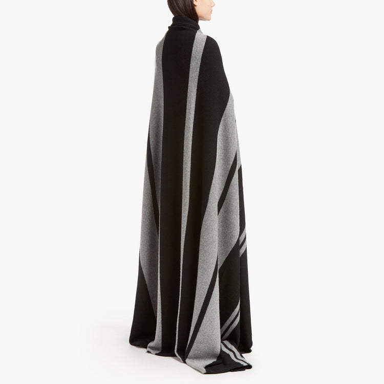 Cashmere Stripe Knit Blanket In Black/Heather Grey | James Perse Los Angeles
