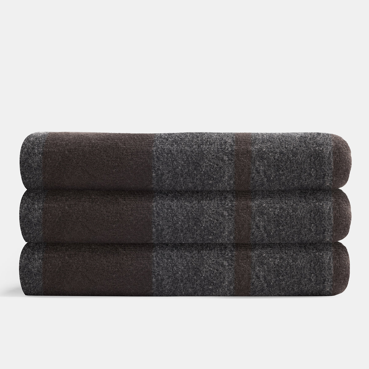 Cashmere Stripe Knit Blanket In Dark Brown/Charcoal | James Perse Los Angeles
