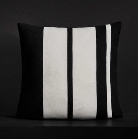 Cashmere Stripe Sham - Black/White | James Perse Los Angeles