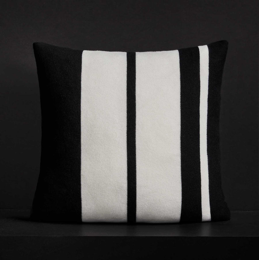 Cashmere Stripe Sham - Black/White | James Perse Los Angeles