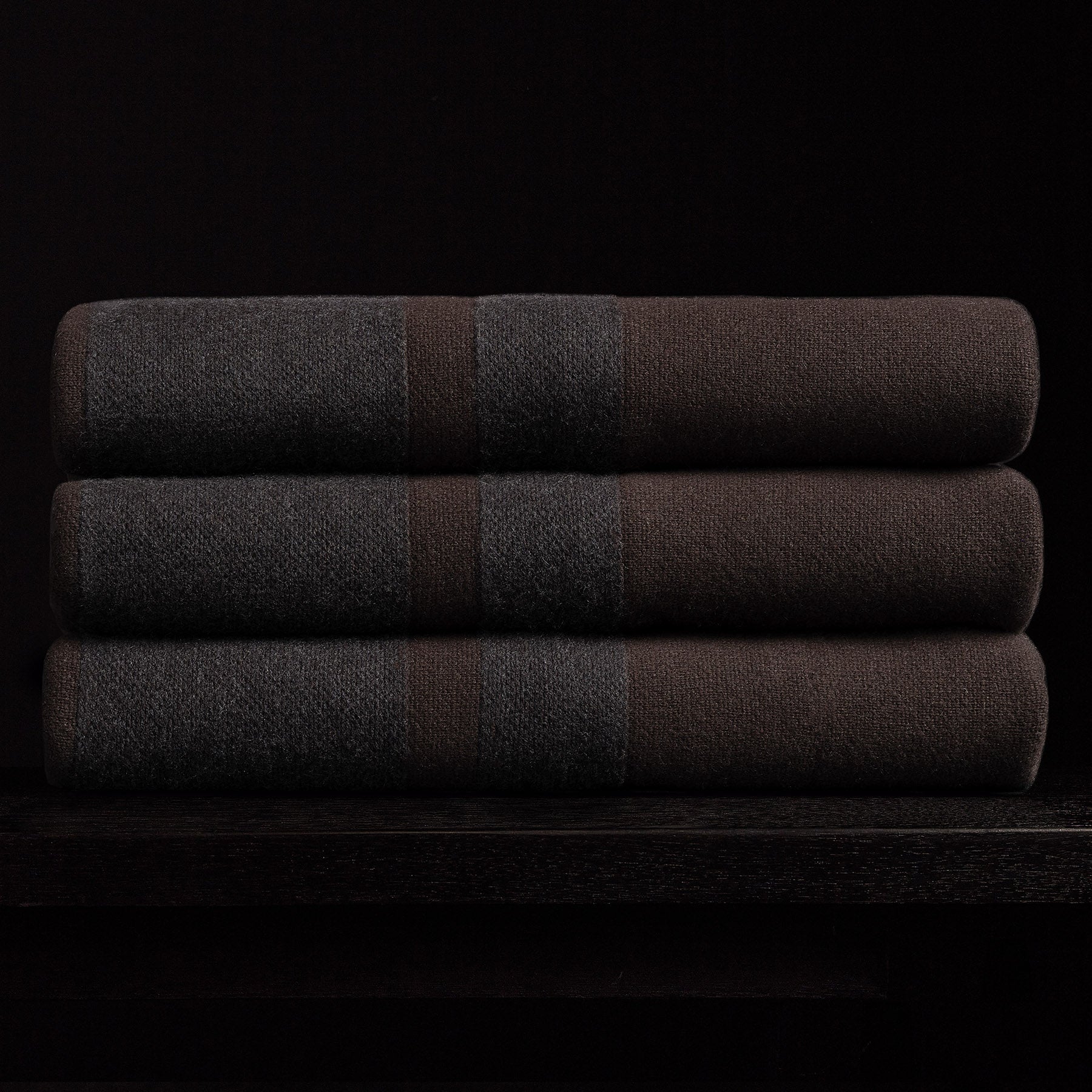 Baja Stripe Knit Blanket in Dark Brown/Charcoal | James Perse Los Angeles