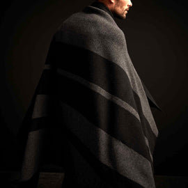 Sarti Striped Blanket in Black/Lead | James Perse Los Angeles