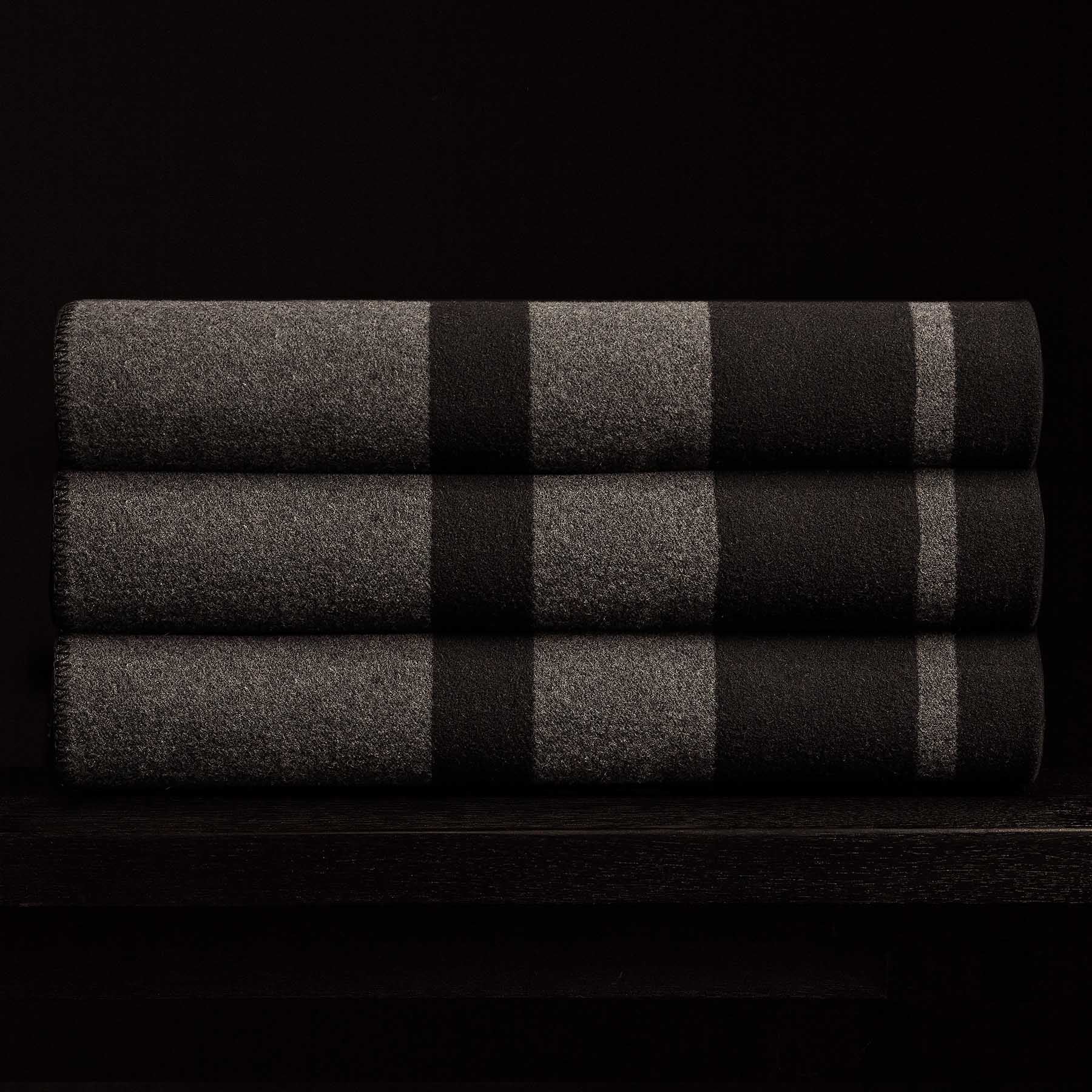 Sarti Striped Blanket in Black/Lead | James Perse Los Angeles