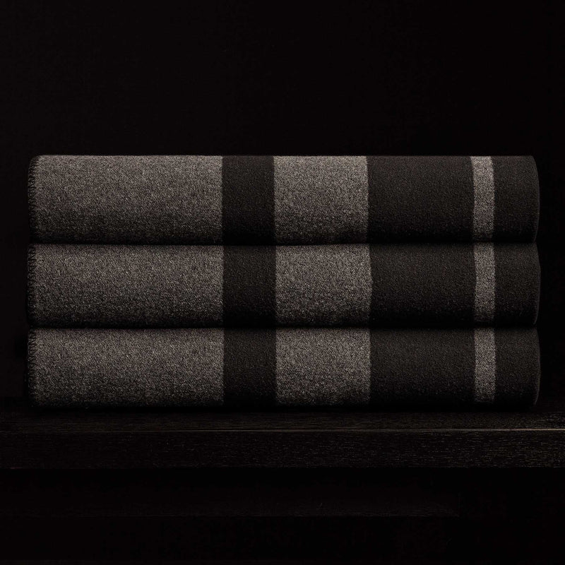 Sarti Striped Blanket in Black/Lead | James Perse Los Angeles