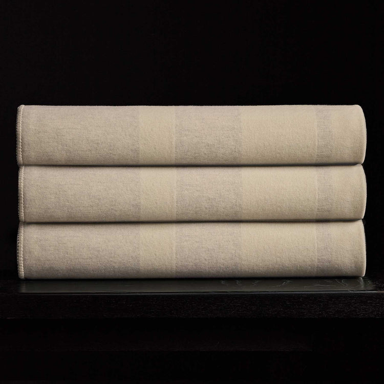 Sarti Striped Blanket - Ecru/Fog | James Perse Los Angeles