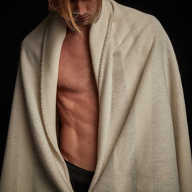 Sarti Striped Blanket - Ecru/Fog | James Perse Los Angeles