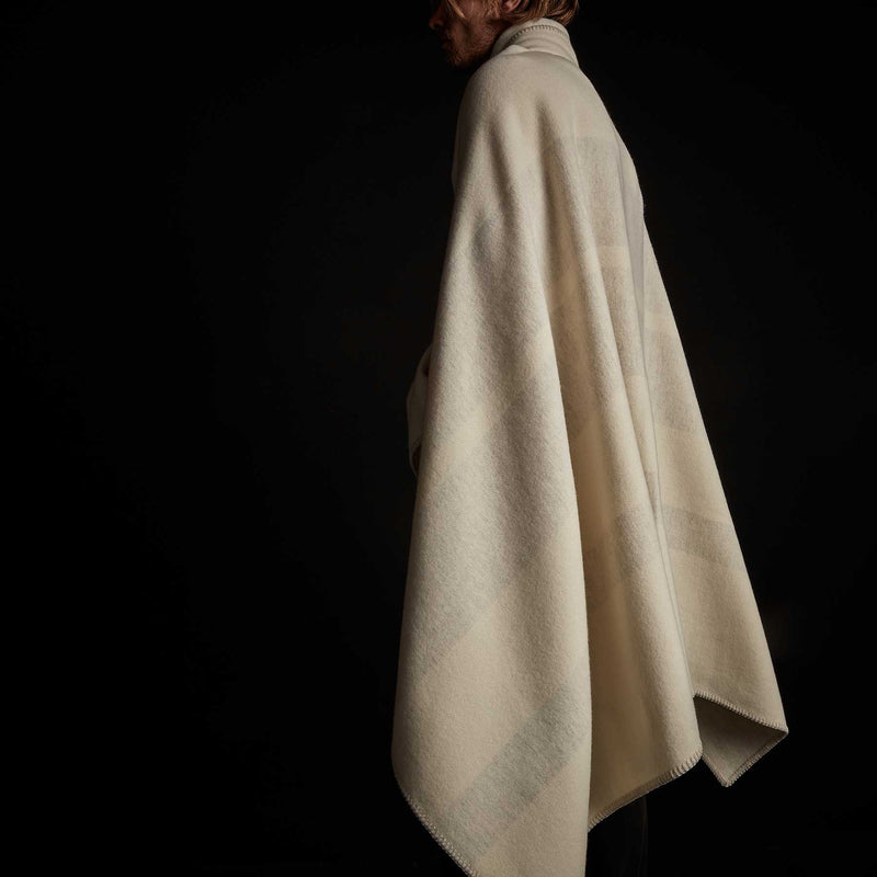 Sarti Striped Blanket - Ecru/Fog | James Perse Los Angeles
