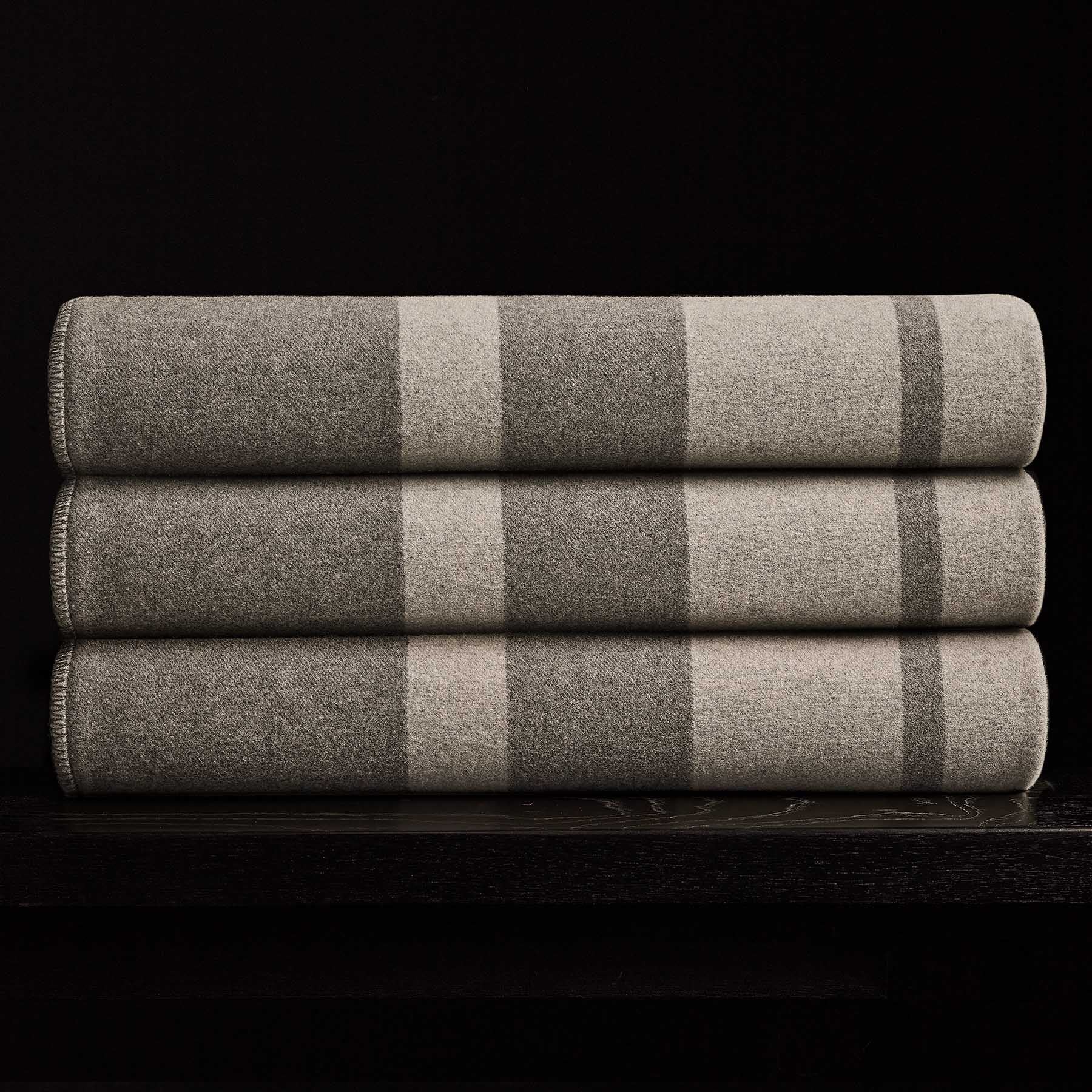 Sarti Striped Blanket in Pearl/Heather Grey | James Perse Los Angeles