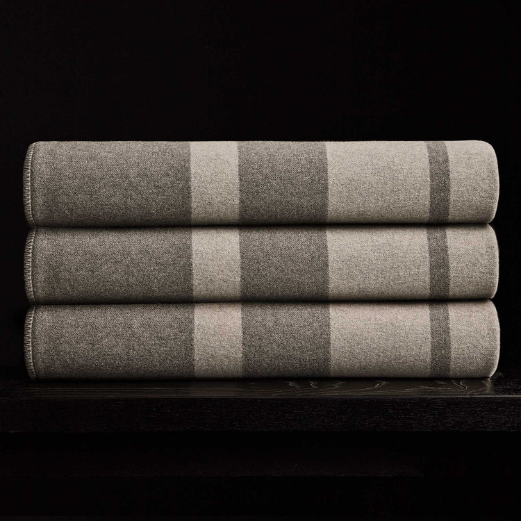 Sarti Striped Blanket in Pearl/Heather Grey | James Perse Los Angeles
