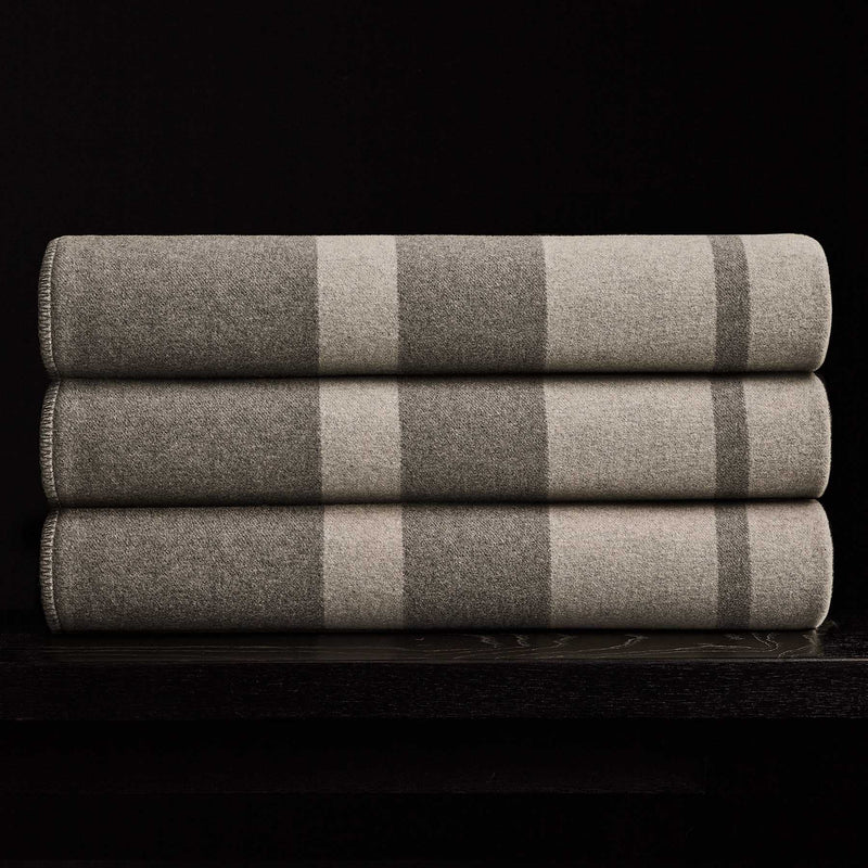 Sarti Striped Blanket in Pearl/Heather Grey | James Perse Los Angeles