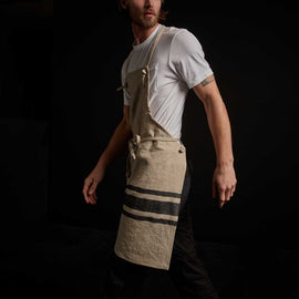 Three Stripe Chef's Apron in Natural/Black | James Perse Los Angeles