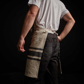 Three Stripe Chef's Apron in Natural/Black | James Perse Los Angeles